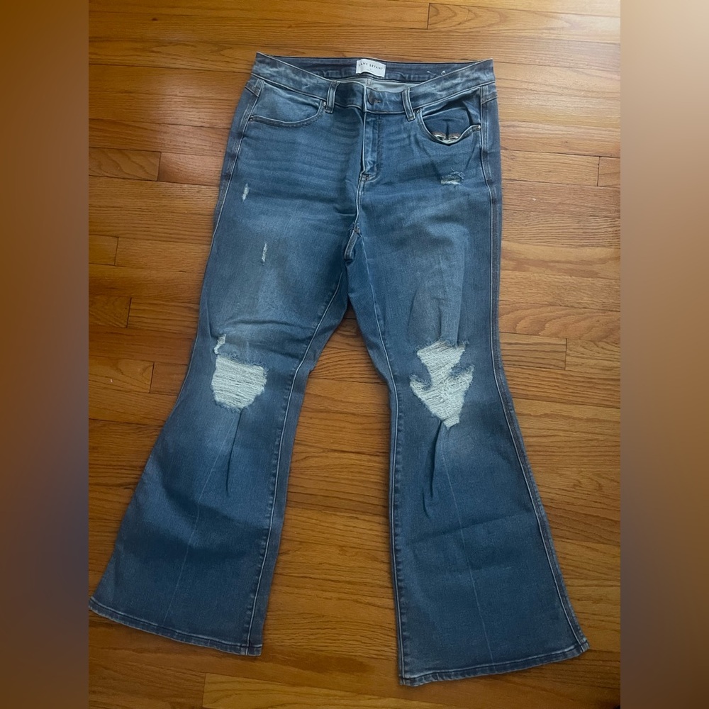 Lane Bryant Flare Distressed Blue Jeans